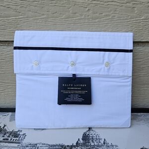 NWT Ralph Lauren Organic Cotton Palmer Percale white twin flat sheet navy piping
